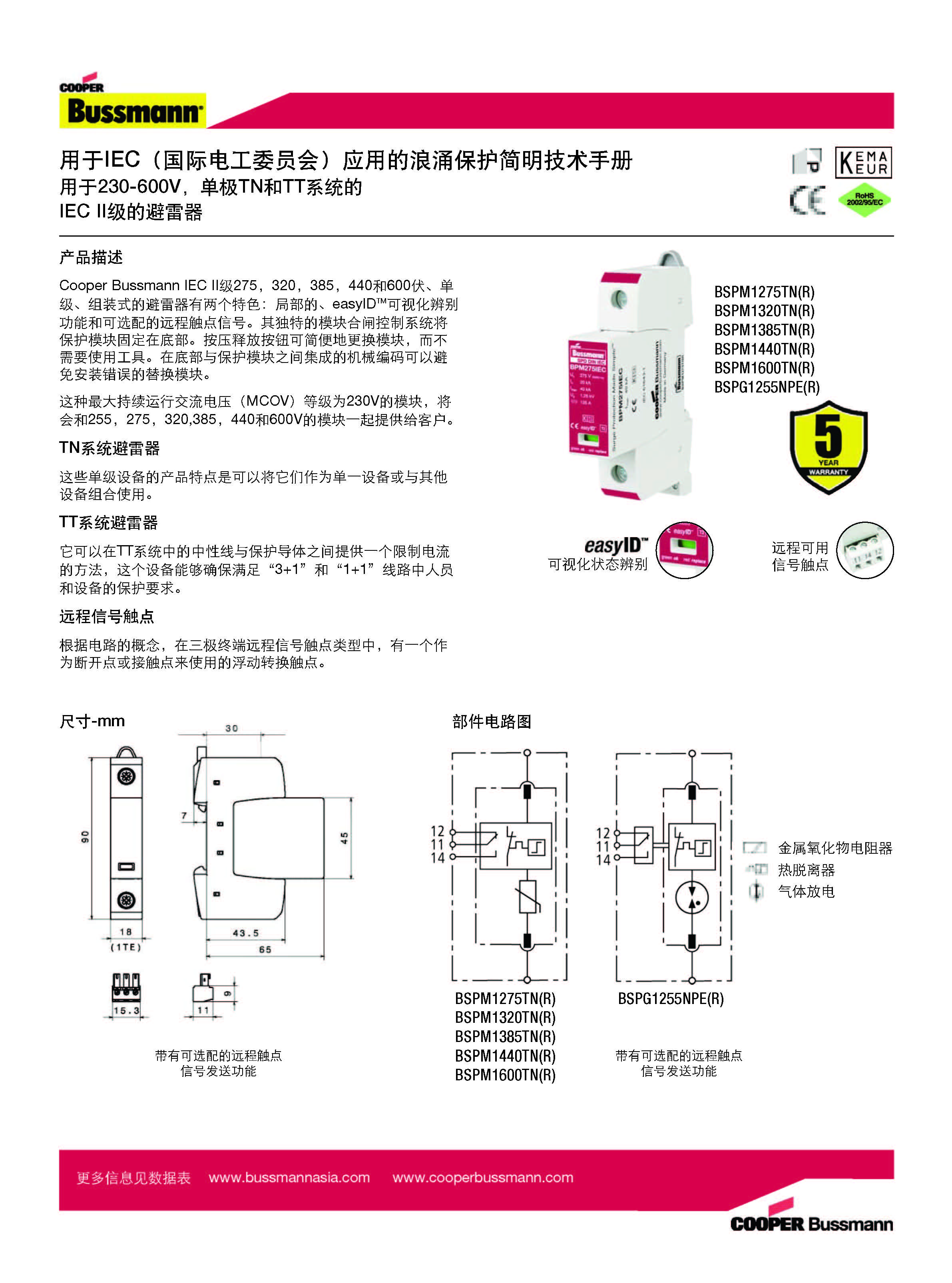 BSPM1440TNR系列防雷器產品描述